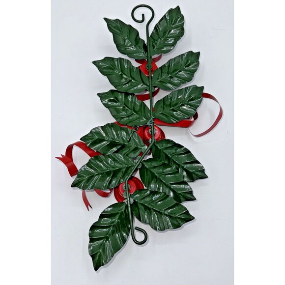 Vintage Christmas Department 56 Metal Holly Ribbon Candle Holder 3 Candles 12” - Picture 9 of 13